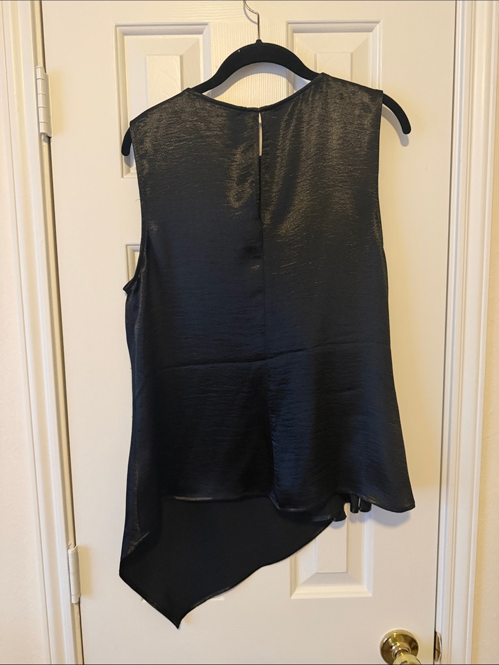 Express Black Satin-Look Sleeveless Asymmetrical Camisole - Picture 3 of 5
